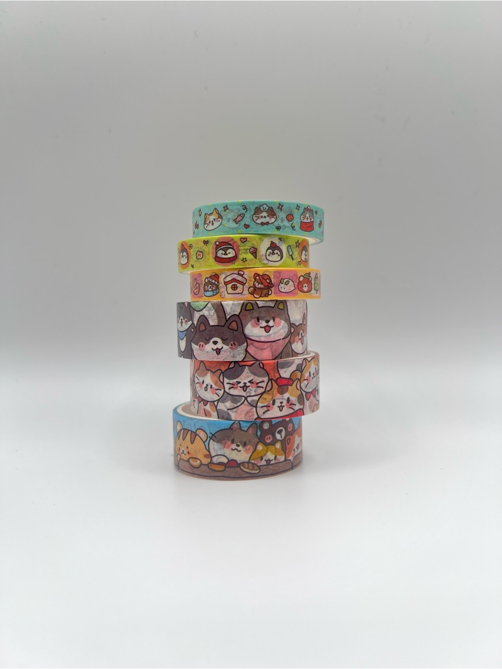 Six Cute Cat & Dog Pattern Washi Tape Set 3 - Multi-Color